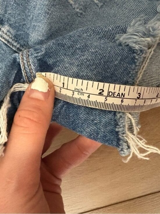 GOOD AMERICAN Distressed JEAN Shorts, Frayed Edge Raw Size 0/25,Summer Festival - Picture 4 of 7